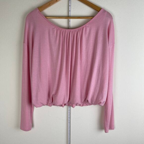 Maeve Bubble Hem Top Size S Pink Modal Long Sleeve Balletcore Anthropologie - Picture 9 of 13